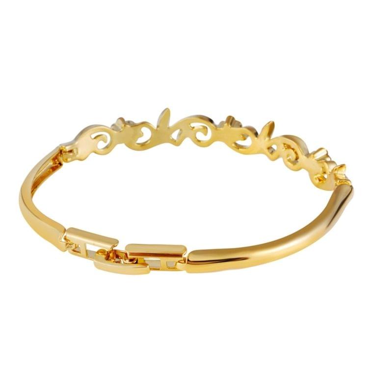 Gold-Plated Flower Branches Set with Zircon-Embellished Floral Crystal Bracelet