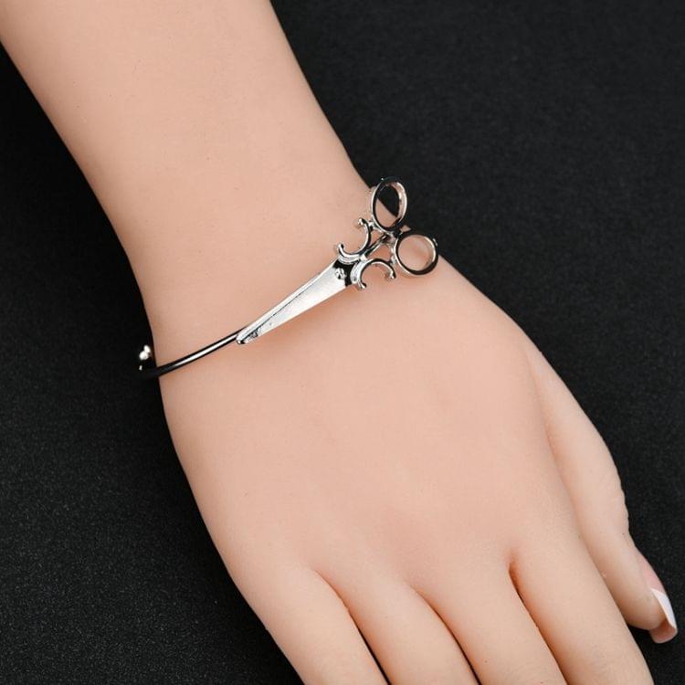 2 PCS Minimalist Openings Bracelets Scissors Bracelets Jewelry(Silver)