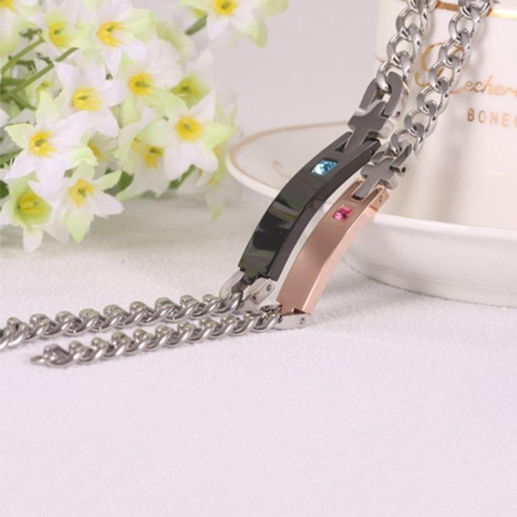 Valentines Day Gift Creative Trendy Titanium Steel Couple Bracelet for Woman, No Engraved Words Style (Black + Blue)