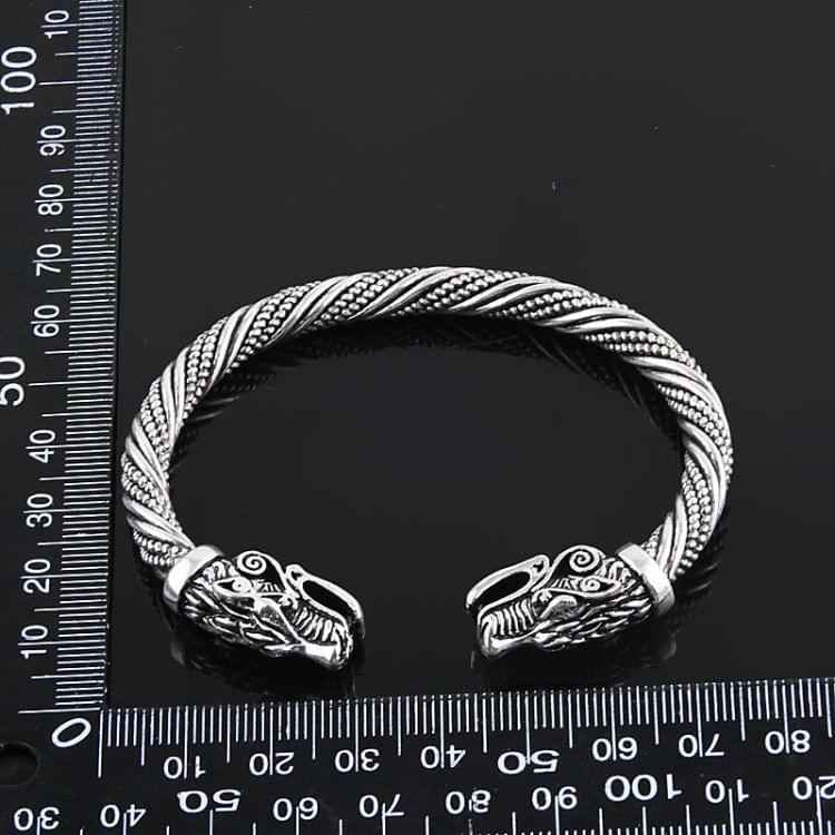 Men Wristband Cuff Wolf Head Viking Bracelet Jewelry Fashion Accessories(Antique Silver Plated)