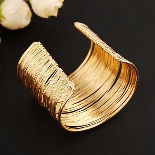 Multilayer Metal Wires Strings Bangle Wide Cuff Bracelet