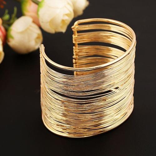 Multilayer Metal Wires Strings Bangle Wide Cuff Bracelet