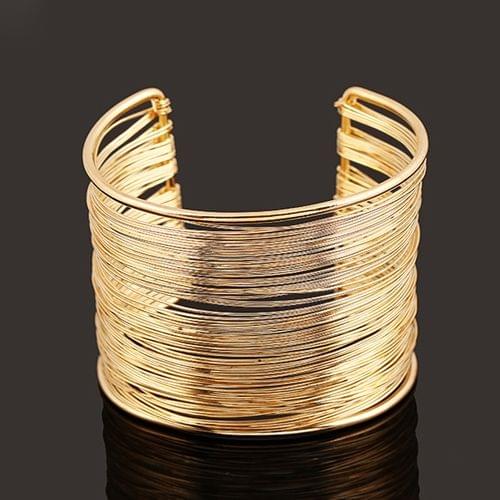 Multilayer Metal Wires Strings Bangle Wide Cuff Bracelet