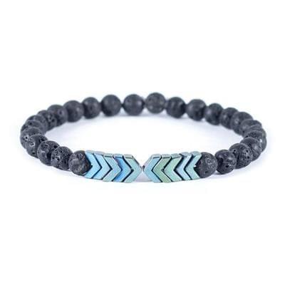 2 PCS Volcanic Lava Stone Essential Yoga Magnet Arrow Beads Bracelets Bangle(Coffee)