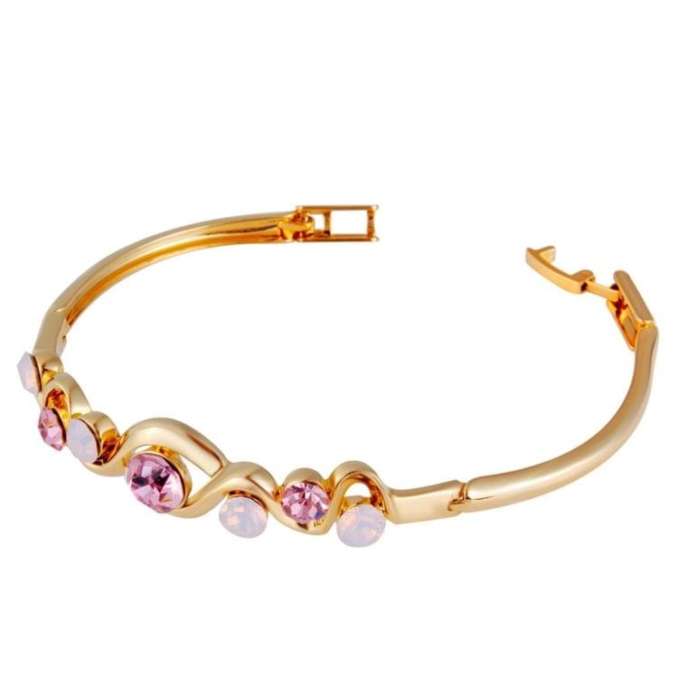 Gold-Plated Twisted Pink Crystal Buckle Bracelet