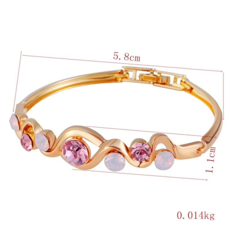 Gold-Plated Twisted Pink Crystal Buckle Bracelet