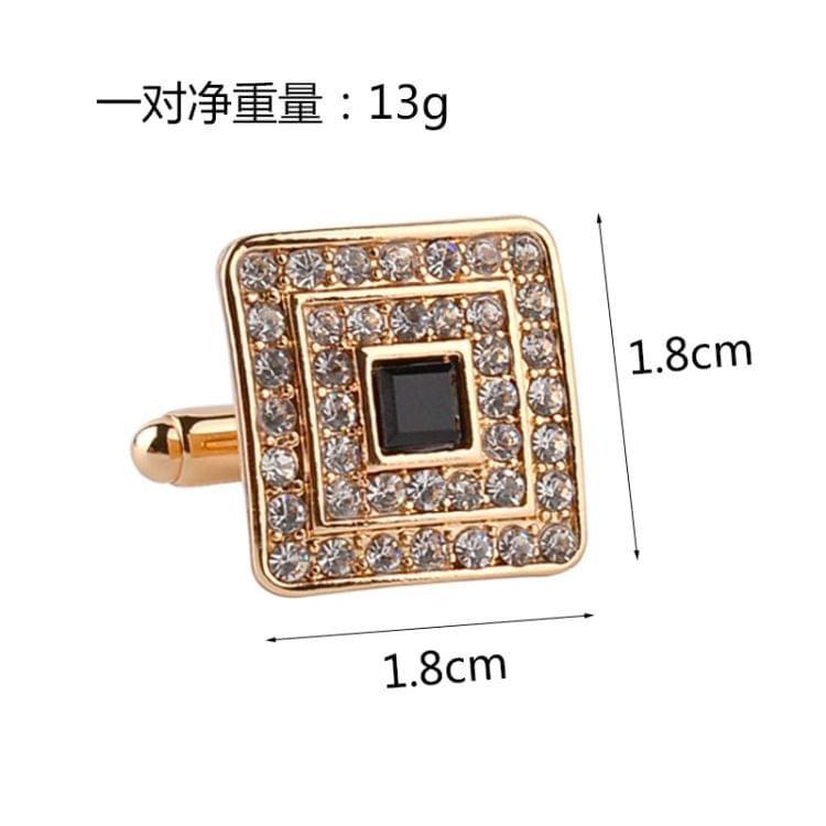 Classic Luxury Rhinestone Crystal Square Custom Enamel Men Cufflink Male French Shirt Cuff links Wedding(Light Yellow Gold Color)