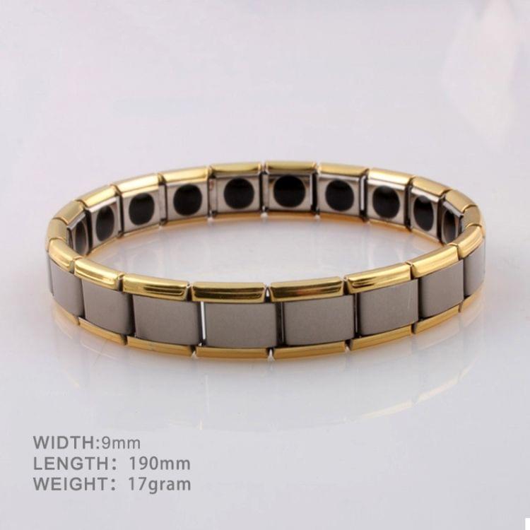 Fashion Stainless Steel Germanium Magnetic Health Bracelet Titanium Steel Jewelry，US Size:9, Diameter:6cm,Perimeter:19 cm(gold+silver 19×0.9cm)