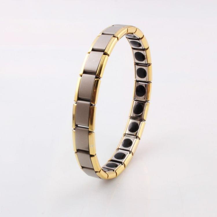 Fashion Stainless Steel Germanium Magnetic Health Bracelet Titanium Steel Jewelry，US Size:9, Diameter:6cm,Perimeter:19 cm(gold+silver 19×0.9cm)