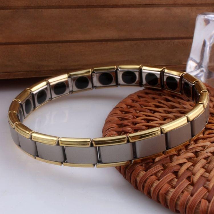 Fashion Stainless Steel Germanium Magnetic Health Bracelet Titanium Steel Jewelry，US Size:9, Diameter:6cm,Perimeter:19 cm(gold+silver 19×0.9cm)