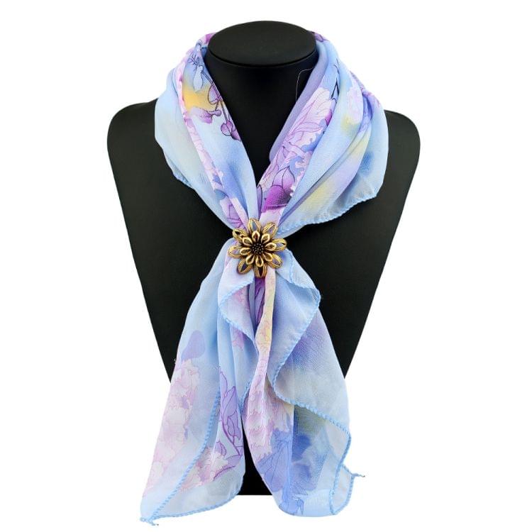 Retro Flower Three-Ring Silk Scarf Button(Silver)