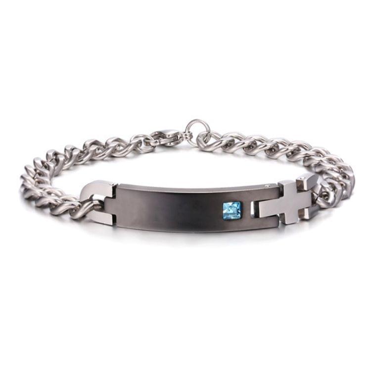 Valentines Day Gift Creative Trendy Titanium Steel Couple Bracelet for Men, No Engraved Words Style (Black + Blue)