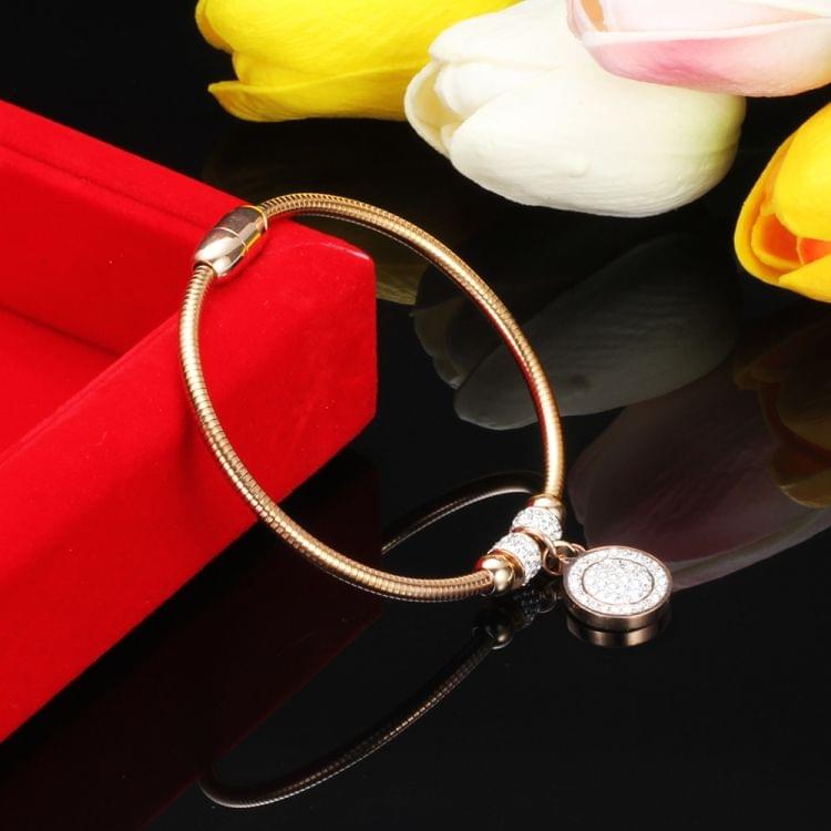 Coin Magnet Clasp with Snake Chain Stainless Steel Bracelet Bangles(Silver steel)