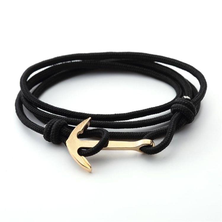 Alloy Anchor Charm Multilayer Leather Friendship Bracelets(Black)