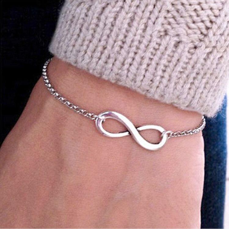 50 PCS Vintage Infinity 8 Bracelet For Women Bracelets(Silver)