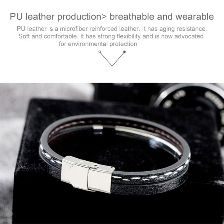 3PCS Punk Leather Bracelet Men Rope Chain Stainless Steel Bracelets, Random Color Delivery