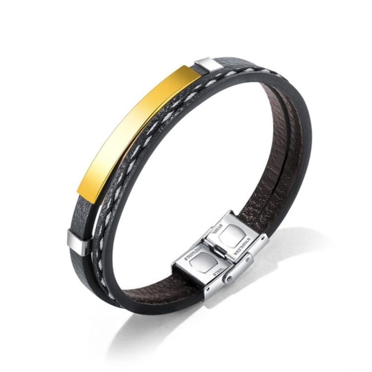 3PCS Punk Leather Bracelet Men Rope Chain Stainless Steel Bracelets, Random Color Delivery