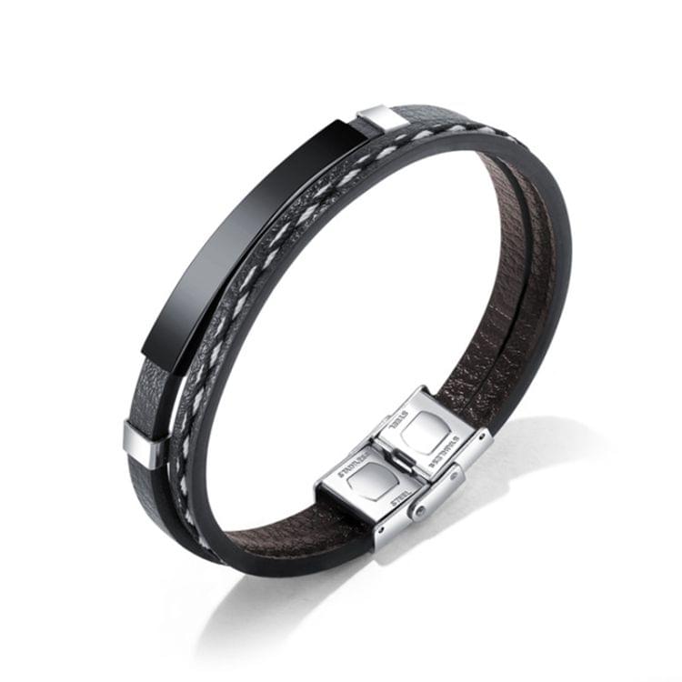 3PCS Punk Leather Bracelet Men Rope Chain Stainless Steel Bracelets, Random Color Delivery