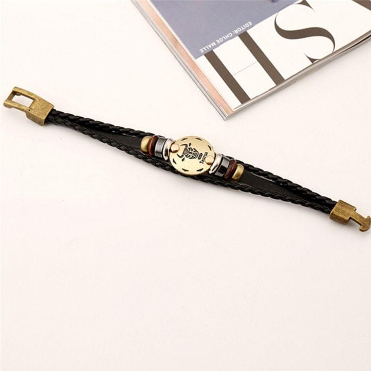 2 PCS Couple Lovers Jewelry Leather Braided Taurus Constellation Detail Hand Chain Bracelet, Size: 21*1.2cm