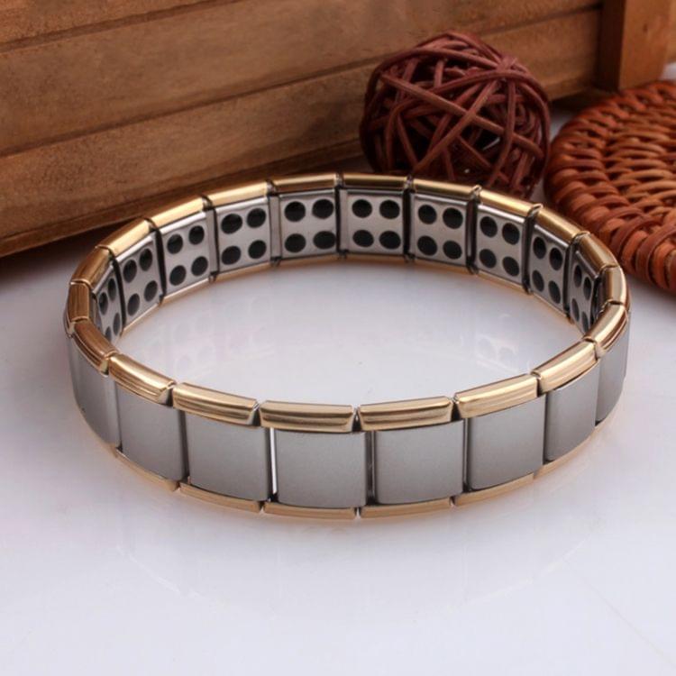 Fashion Stainless Steel Germanium Magnetic Health Bracelet Titanium Steel Jewelry，US Size:9, Diameter:6cm,Perimeter:19 cm(gold+silver 19.5×1.3cm)