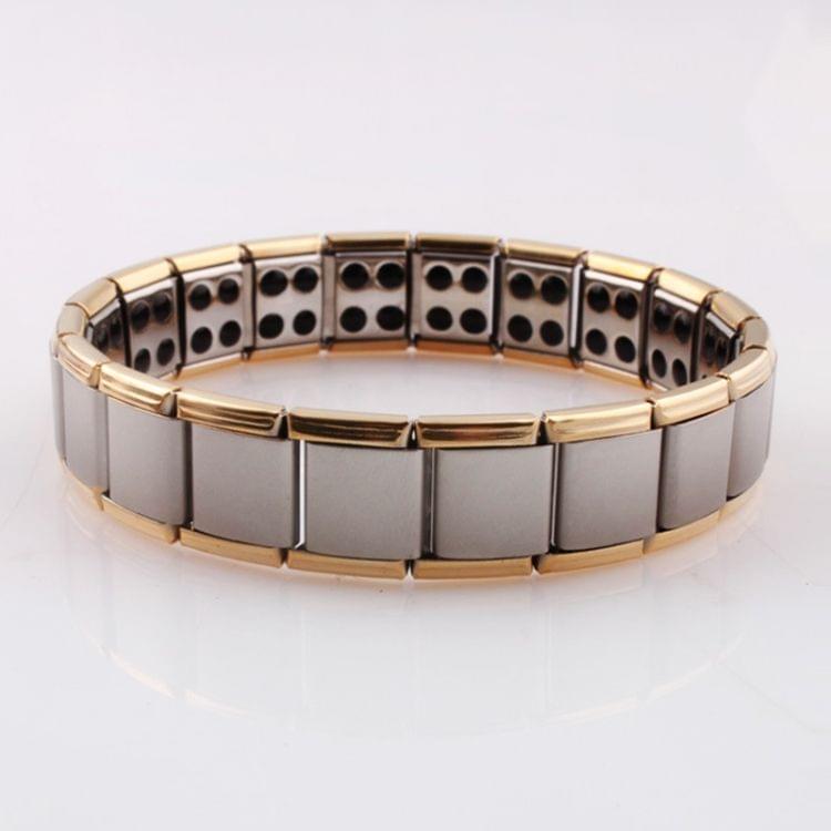 Fashion Stainless Steel Germanium Magnetic Health Bracelet Titanium Steel Jewelry，US Size:9, Diameter:6cm,Perimeter:19 cm(gold+silver 19.5×1.3cm)