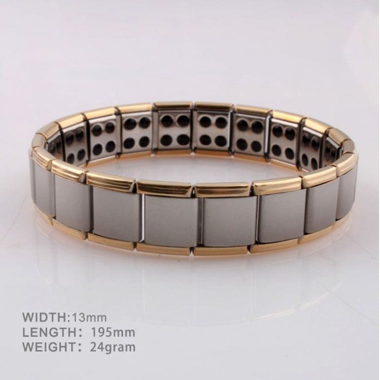 Fashion Stainless Steel Germanium Magnetic Health Bracelet Titanium Steel Jewelry，US Size:9, Diameter:6cm,Perimeter:19 cm(gold+silver 19.5×1.3cm)