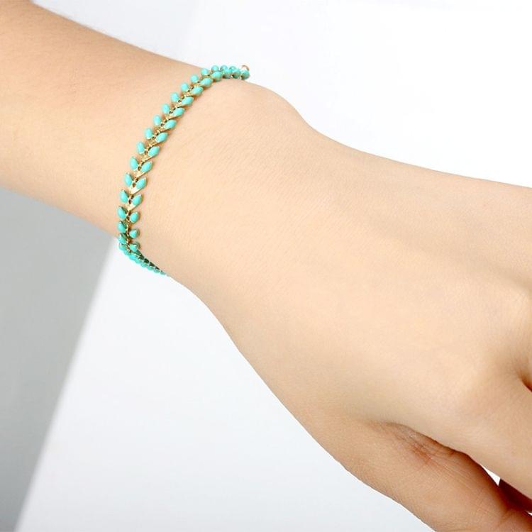 Natural Simple Fresh Green Centipede Emerald Bracelet for Women(Gold+Green)