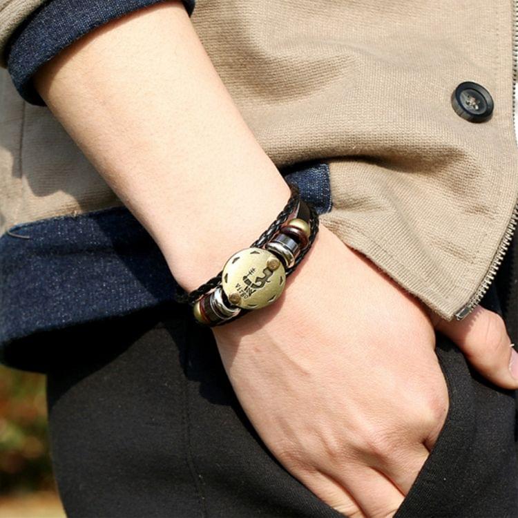 2 PCS Couple Lovers Jewelry Leather Braided Virgo Constellation Detail Hand Chain Bracelet, Size: 21*1.2cm