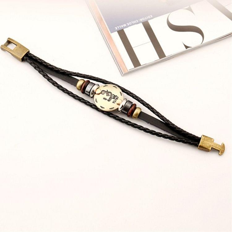 2 PCS Couple Lovers Jewelry Leather Braided Virgo Constellation Detail Hand Chain Bracelet, Size: 21*1.2cm