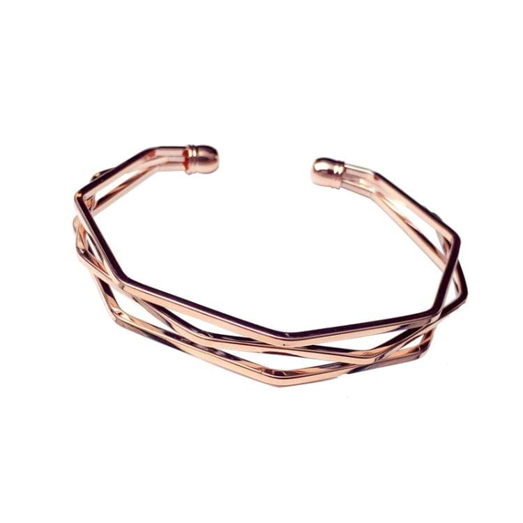 Vintage Brief Open Charms Multi-layer Cuff Bracelet Bangles(Rose Gold)