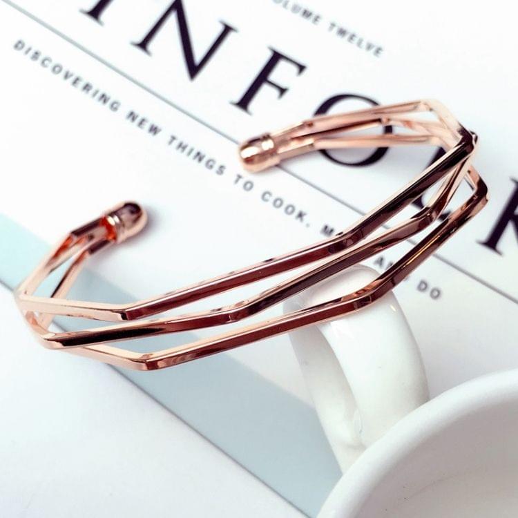 Vintage Brief Open Charms Multi-layer Cuff Bracelet Bangles(Rose Gold)