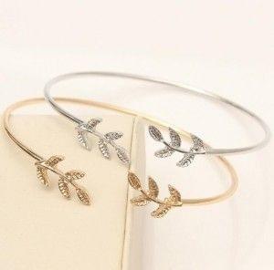 3 PCS Metal Cuff Bracelets Vintage Sweet Leaf Open Adjustable Fashion Bracelet Pulseiras(Silver)