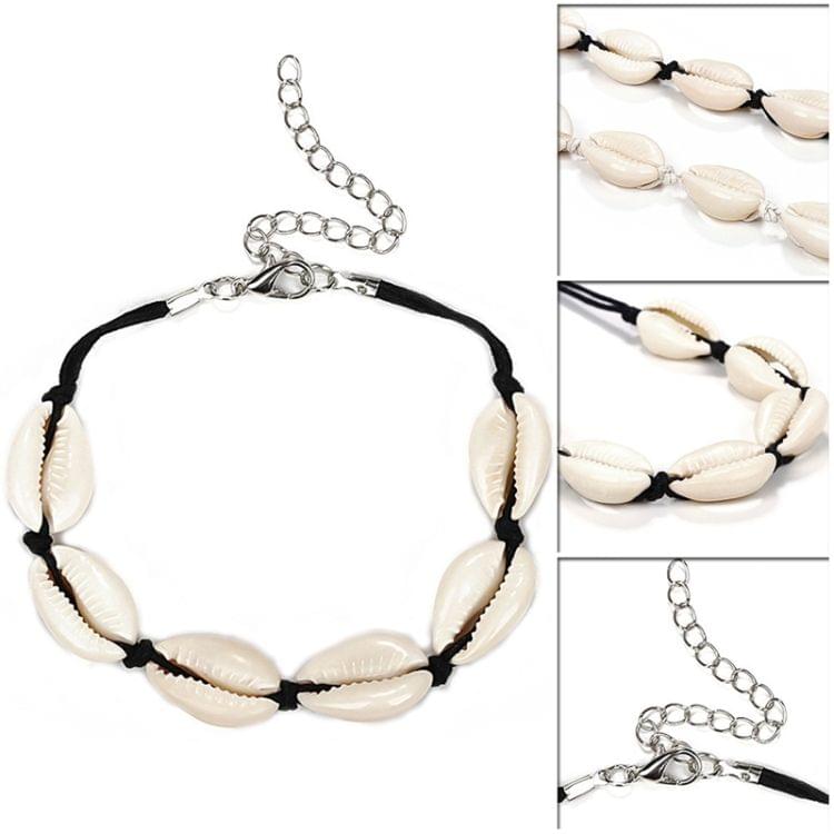 Cowrie Shell Adjustable Fashionable Chain Bracelet for Women(Black)