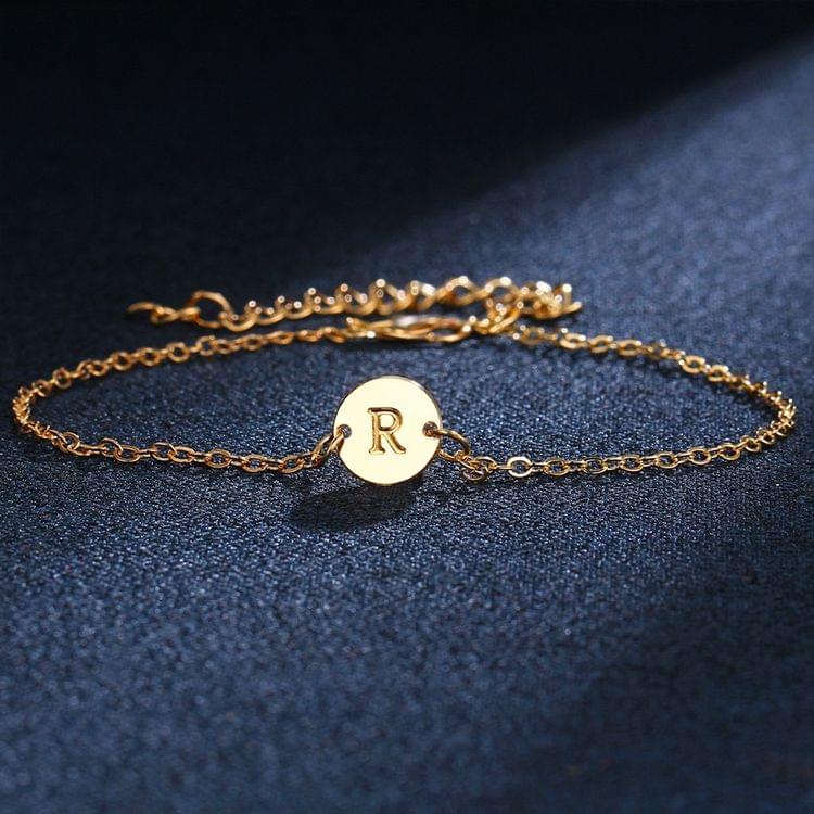 3 PCS R Letter Gold Color Bracelet and Bangle for Woman Adjustable Simple Bracelets