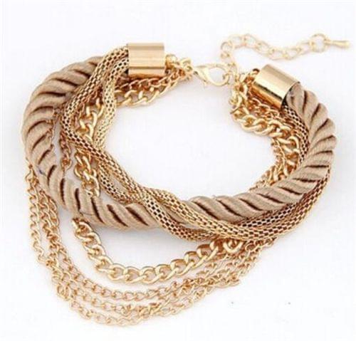 Fashion Multilayer Charm Bracelet Exaggerated Handwoven Rope Bracelet(Brown)