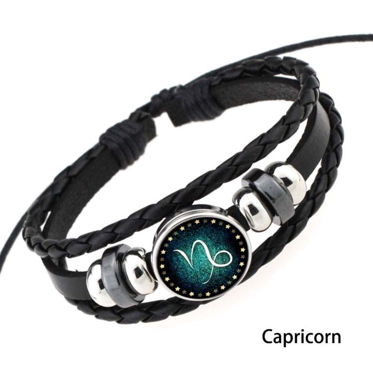 European and American Hand-knitted Beaded Retro DIY Bracelet Capricorn Constellation Leather Punk Fashion Bracelet