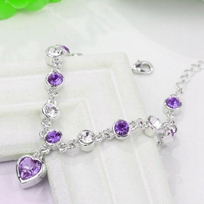 Fashion 12 Constellation Crystal Bracelets Gold-plated Anti-allergy Bracelet Jewelry(Purple)