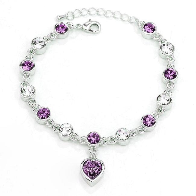 Fashion 12 Constellation Crystal Bracelets Gold-plated Anti-allergy Bracelet Jewelry(Purple)