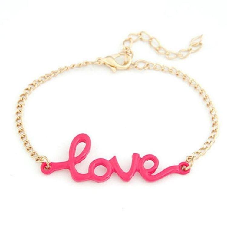 Handmade Metal Love Charm Link Chain Bracelet(Black)