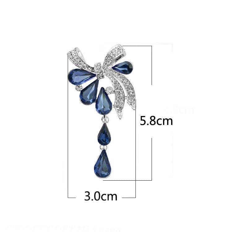 Women Drill Droplet Butterfly-knotted Brooch(Blue)