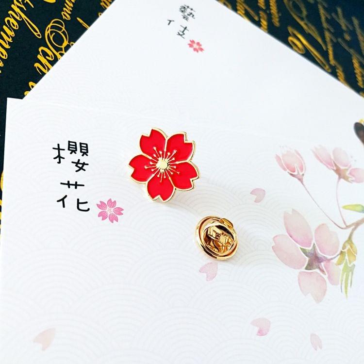 Sweet Cherry Blossom Brooch Drip Flower Collar Pin Badges Clothing Bags Accessories(Black)