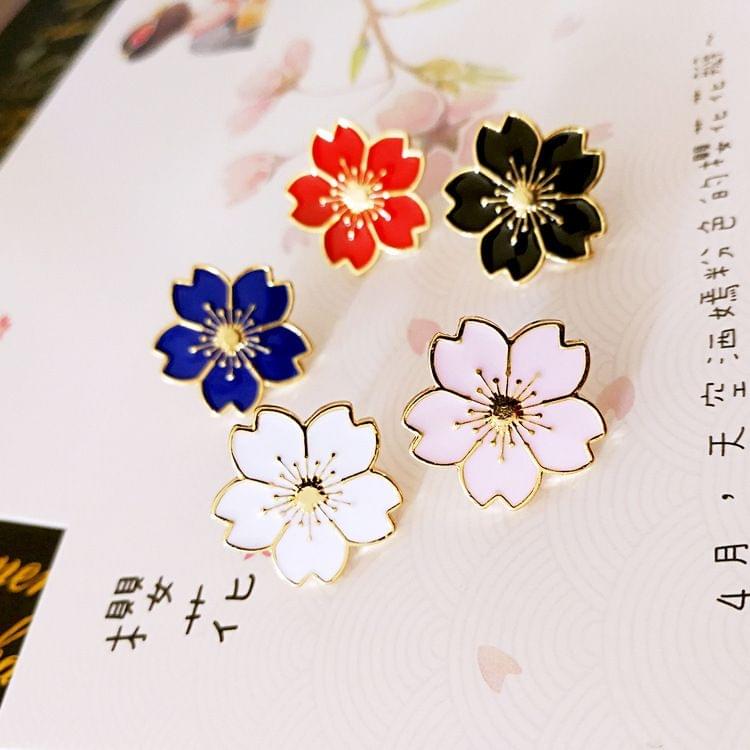 Sweet Cherry Blossom Brooch Drip Flower Collar Pin Badges Clothing Bags Accessories(Black)