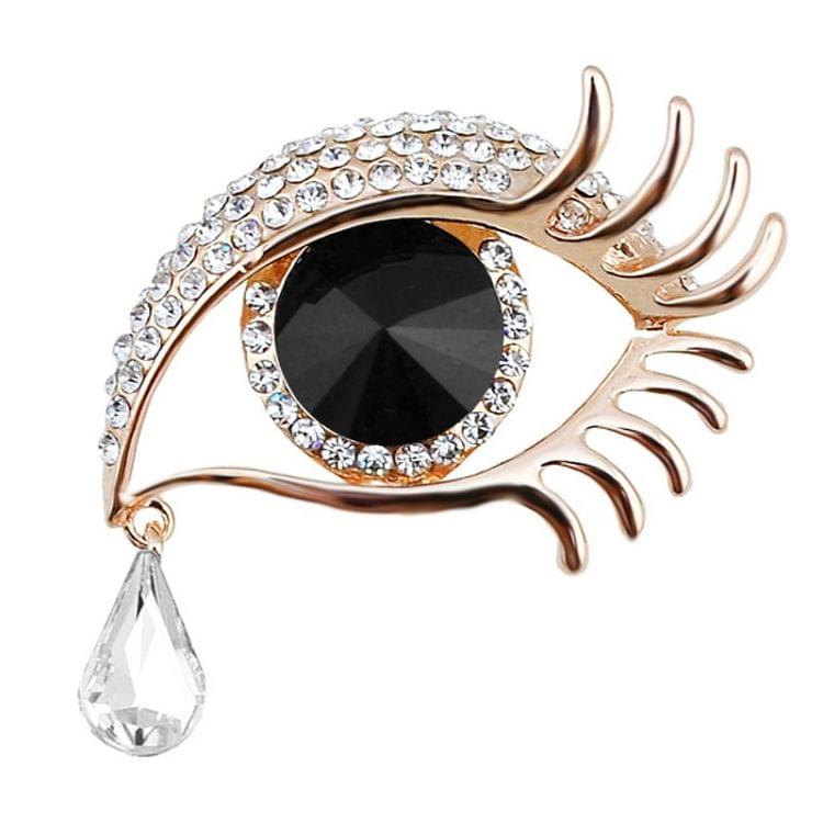 Fashion Angel Tears Brooch Pin Diamond Eyelash Corsage(Silver white diamond blue eyes)