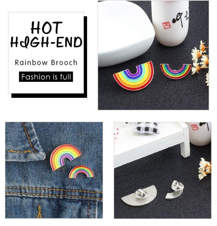 2 PCS Colorful Enamel Pin Brooches For Women Cartoon Creative Mini Rainbow Metal Brooch Pins Denim Hat Badge Collar Jewelry(Big Rainbow)