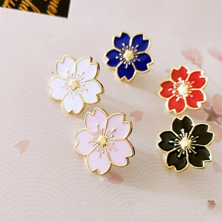 Sweet Cherry Blossom Brooch Drip Flower Collar Pin Badges Clothing Bags Accessories(Pink)