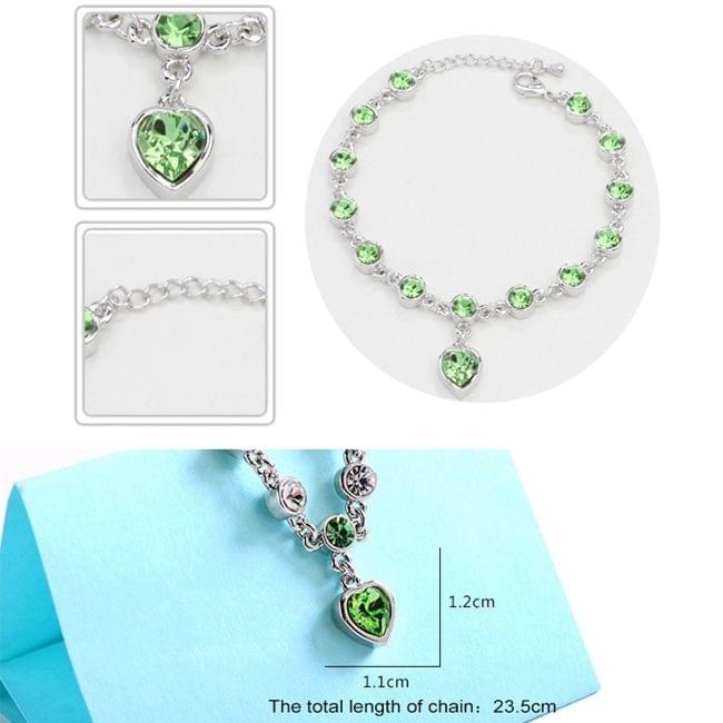 Fashion 12 Constellation Crystal Bracelets Gold-plated Anti-allergy Bracelet Jewelry(Green)