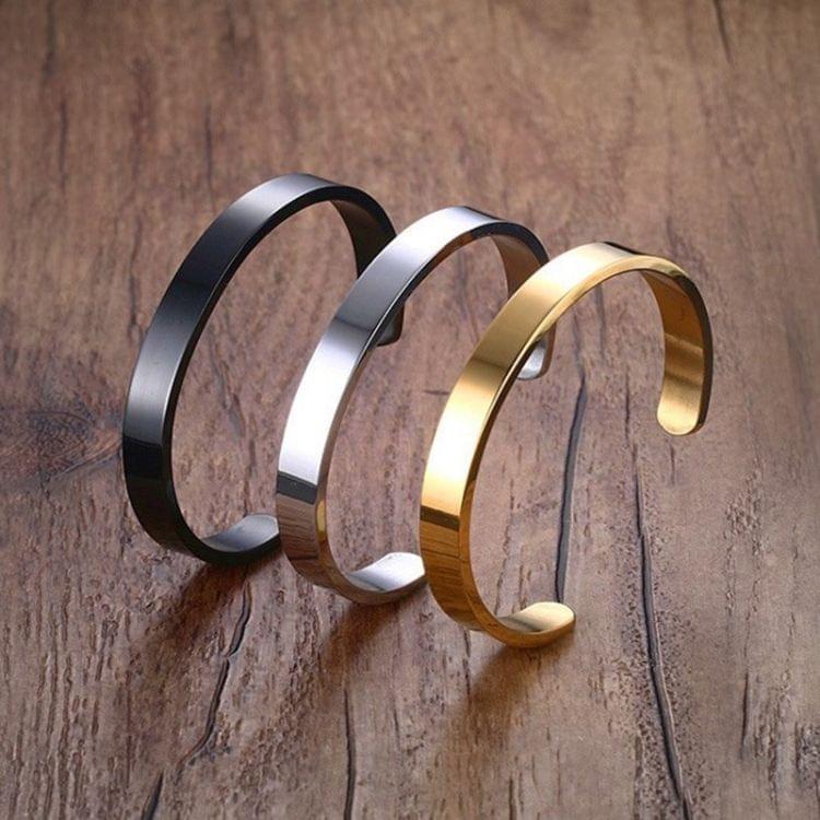 8mm Width Women Men Stainless Steel Surface Bracelet Bangle(Gold)