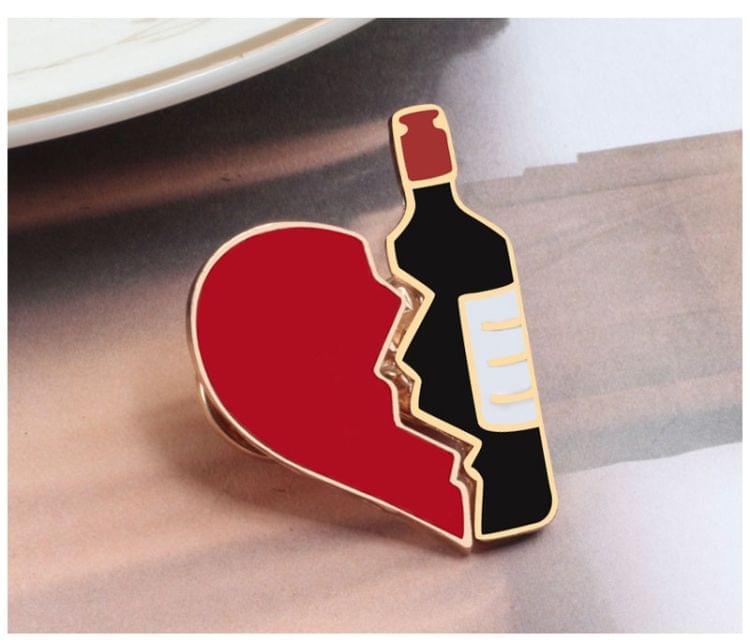 Broken Heart Wine Bottle Enamel Pins Fashion Brooch Denim Jackets Metal Badge Pin(Heart)