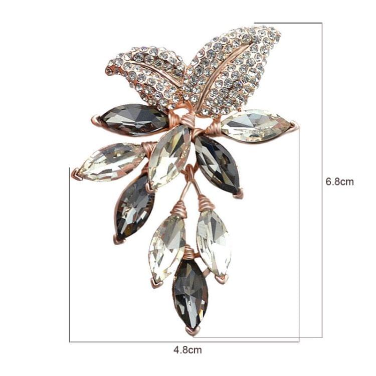 2 PCS Flowers Drill Crystal Brooch(Gray)