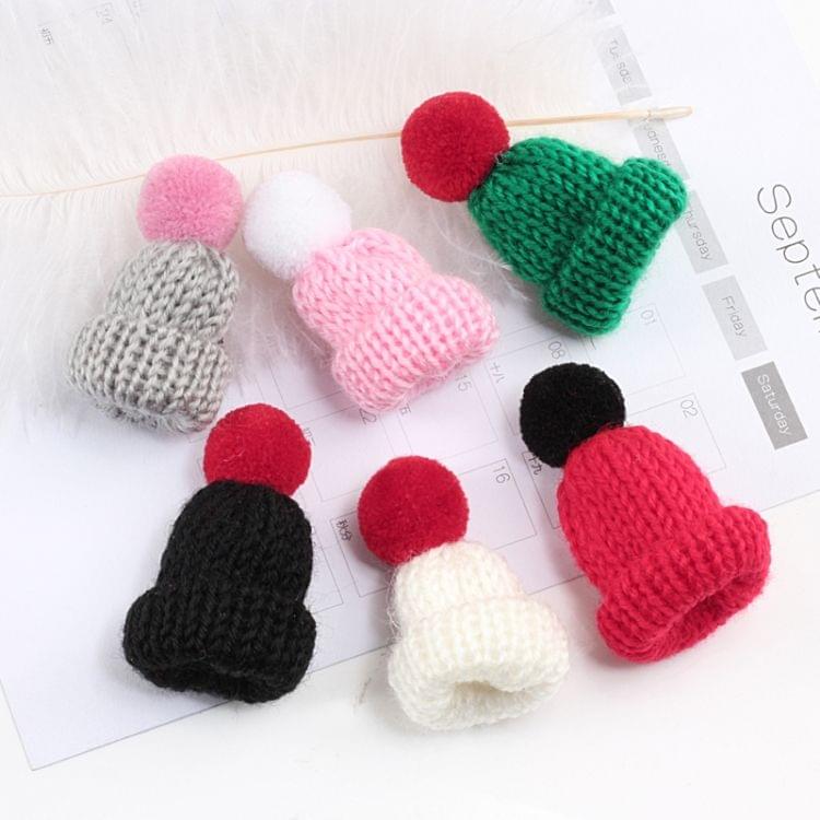 12PCS Cute Mini Knitted Hairball Hat Brooch Sweater Pins Badge(Dark green)